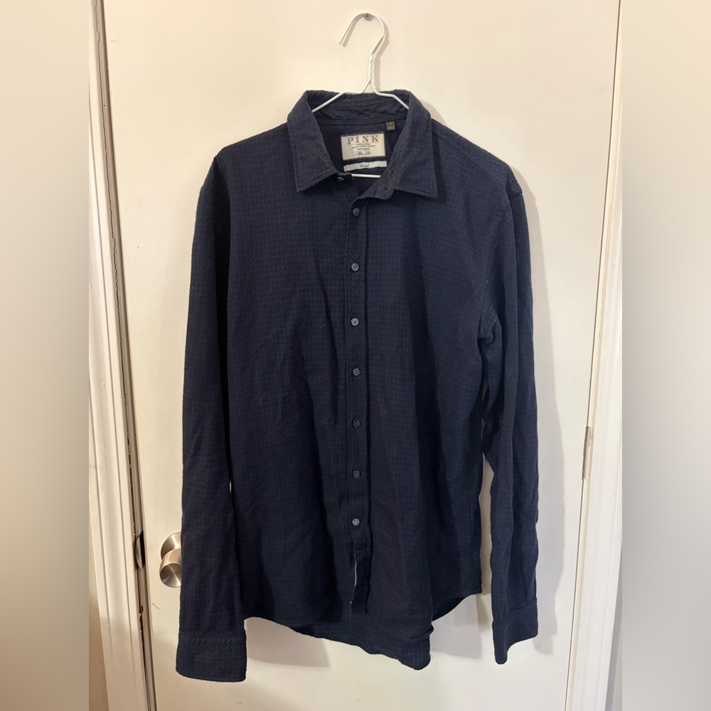 Men's Thomas Pink Medium Navy Blue Shirt Tote9